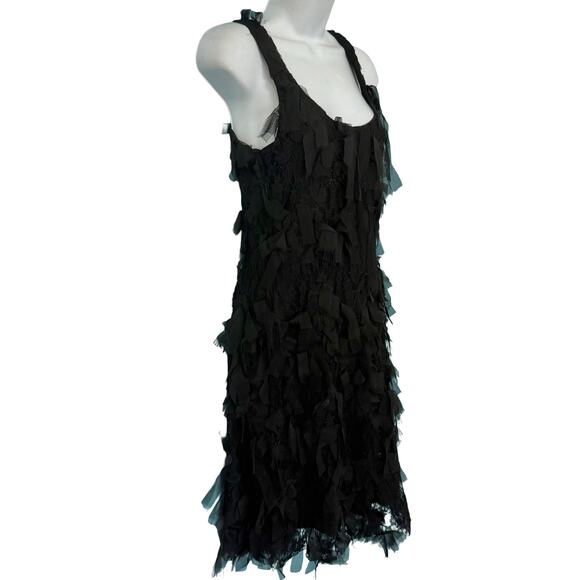 Karen Kane Black Shredded Eyelash Lace Stretch Mini Racerback Dress size XS - Picture 9 of 9